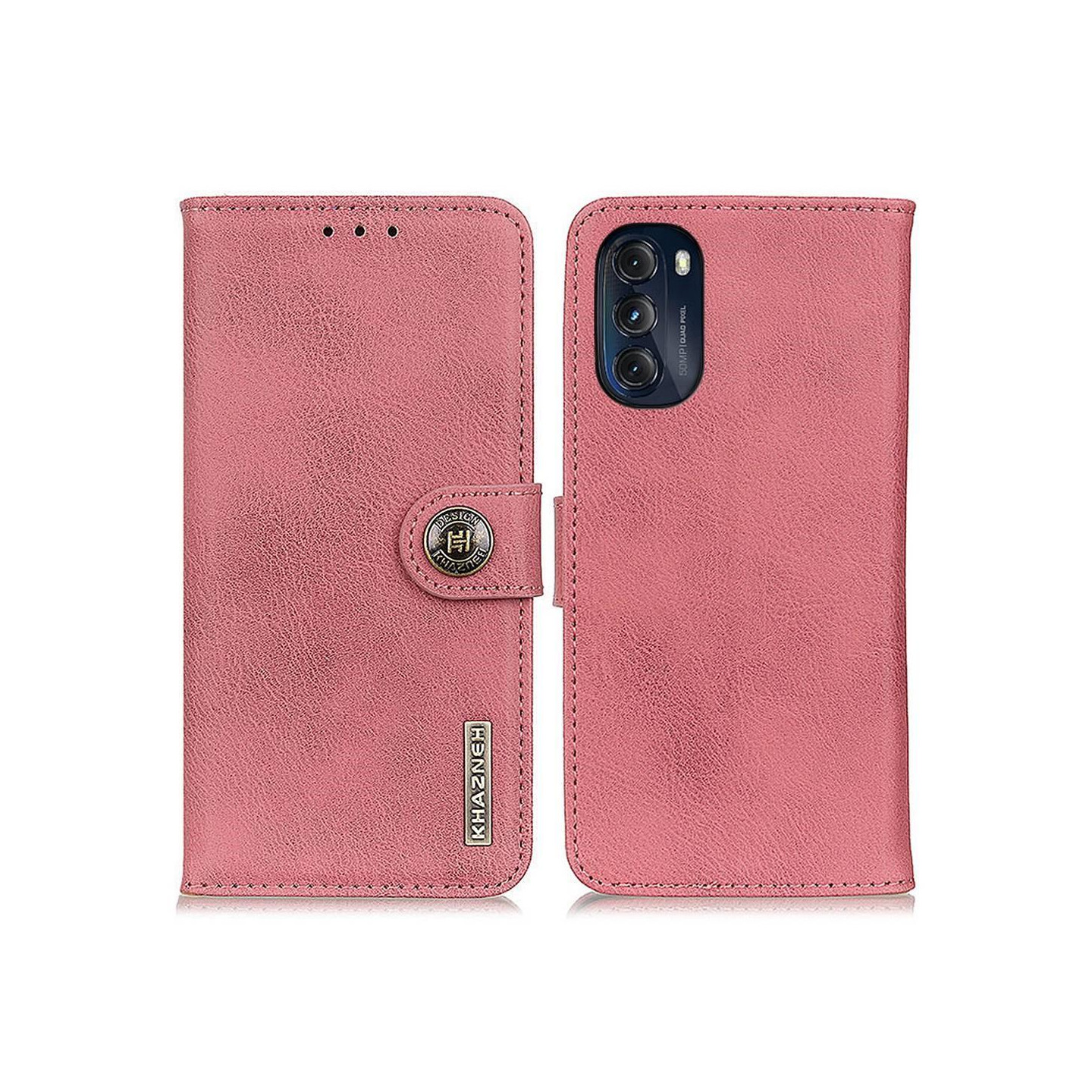 KHAZNEH Wallet Stand Case for Motorola Moto G 5G 2022 - Pink