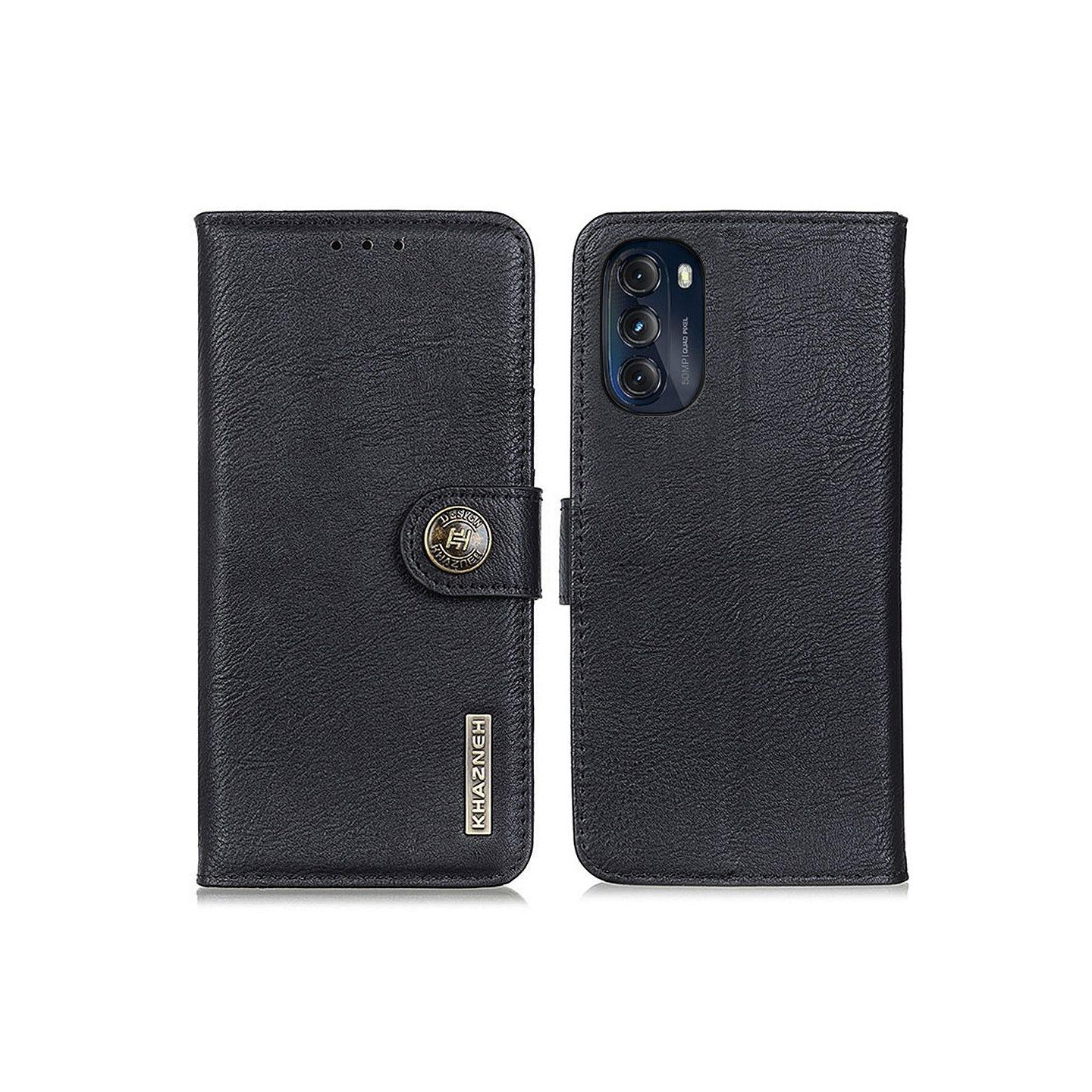 KHAZNEH lompakkoteline Motorola Moto G 5G: lle 2022 - musta