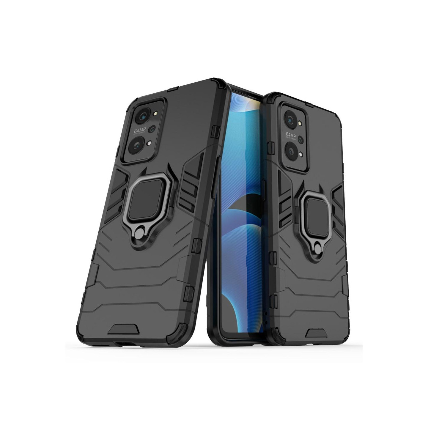 Realme GT Neo 2 Hybrid Veske Med Fingerring - Svart