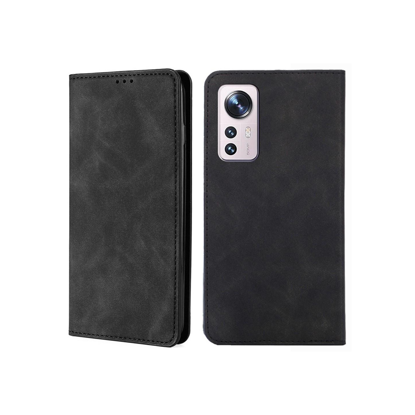 Vintage tegnebog taske til Xiaomi 12 Pro - sort