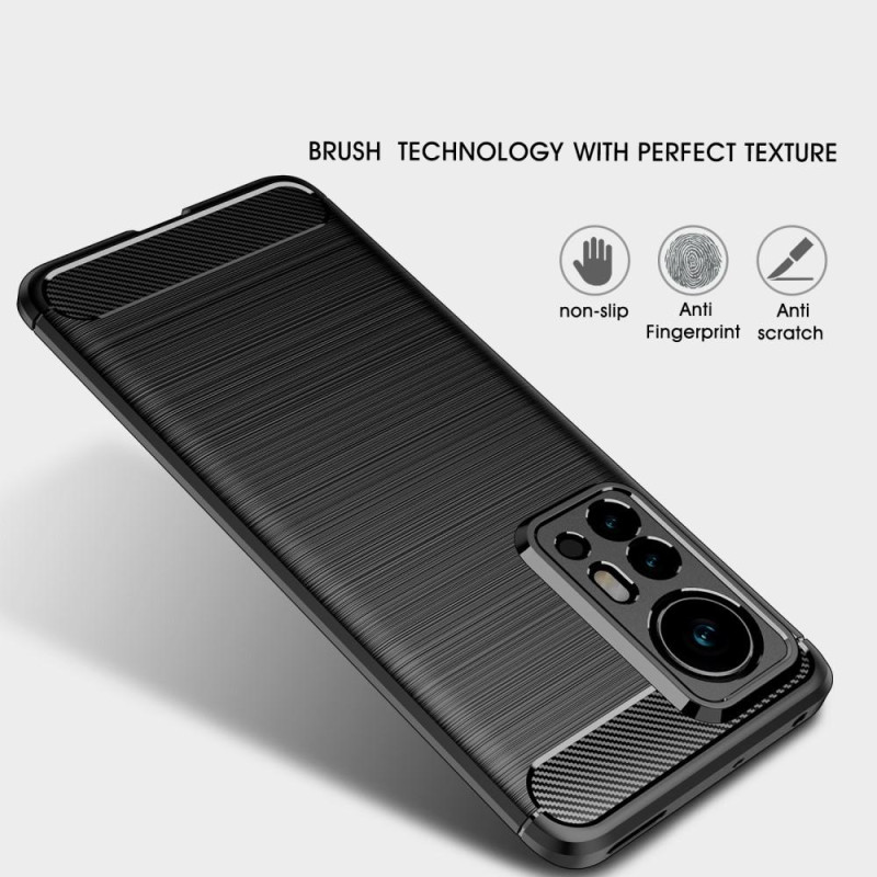 Xiaomi 12 Pro Carbon Fiber Texture TPU Casing - Black
