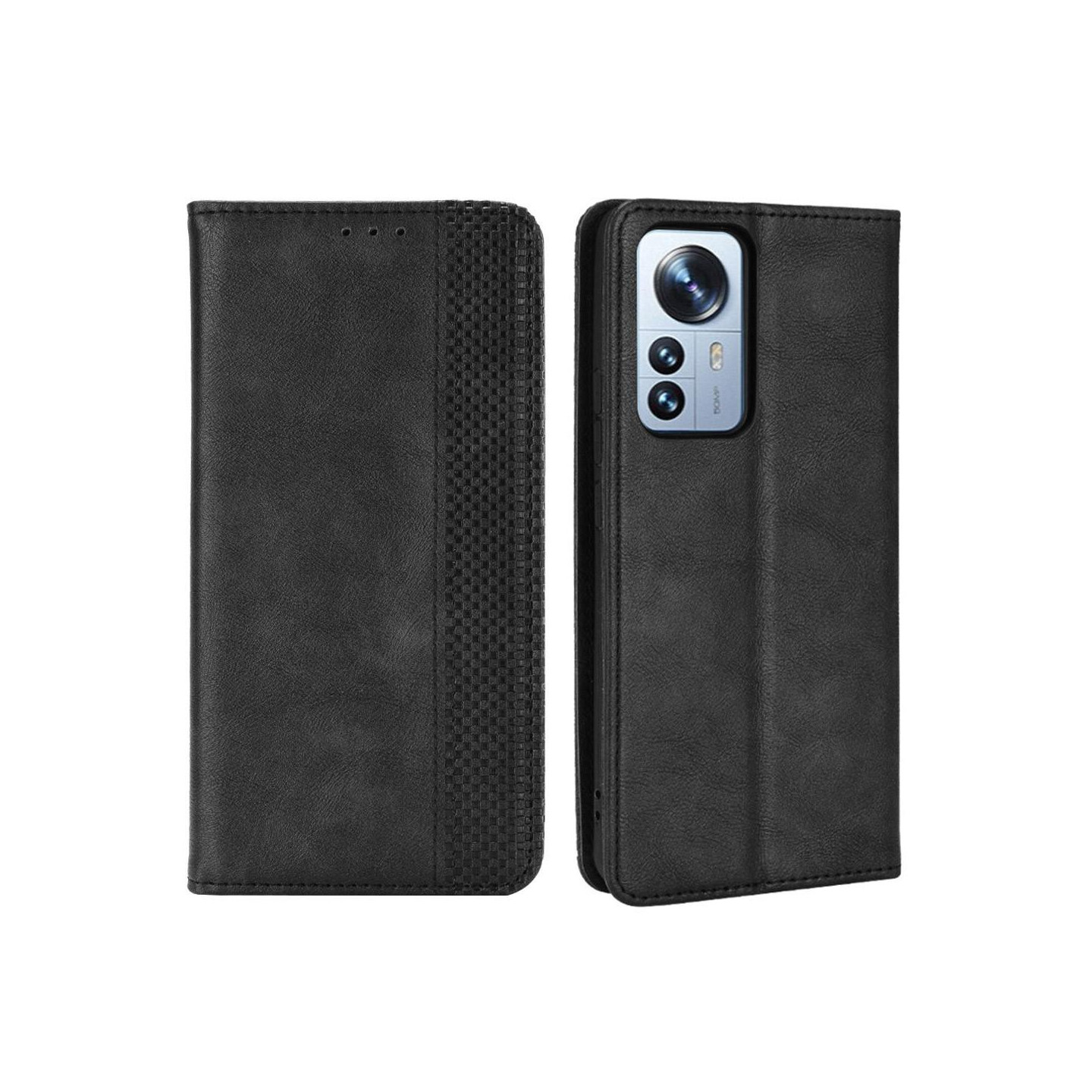 Xiaomi 12 Pro Vintage Lommebok - deksel/Deksel - Svart