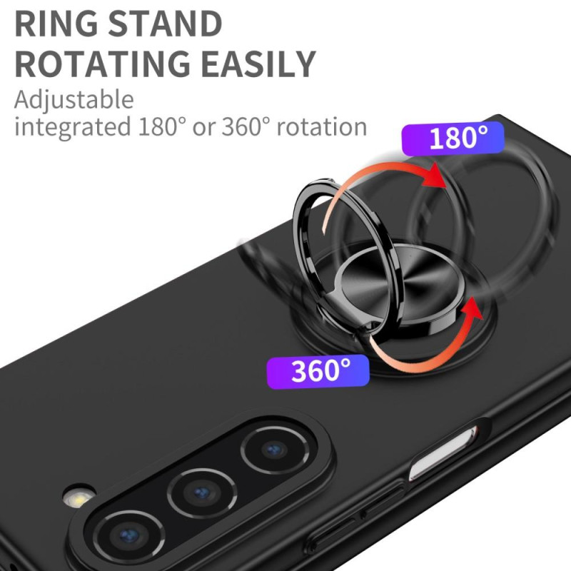 Til Samsung Galaxy Z Fold5 5G Dekseldeksel Ring Bilfeste - Svart