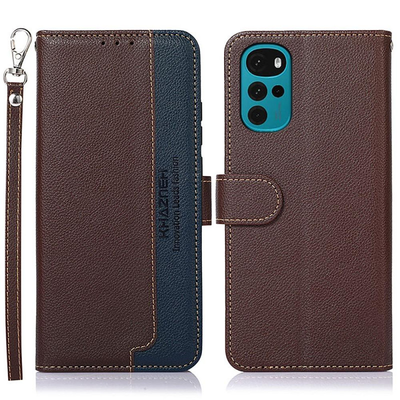 KHAZNEH Phone Cover for Motorola Moto G22 / Moto E32s 4G - Brown/Blue