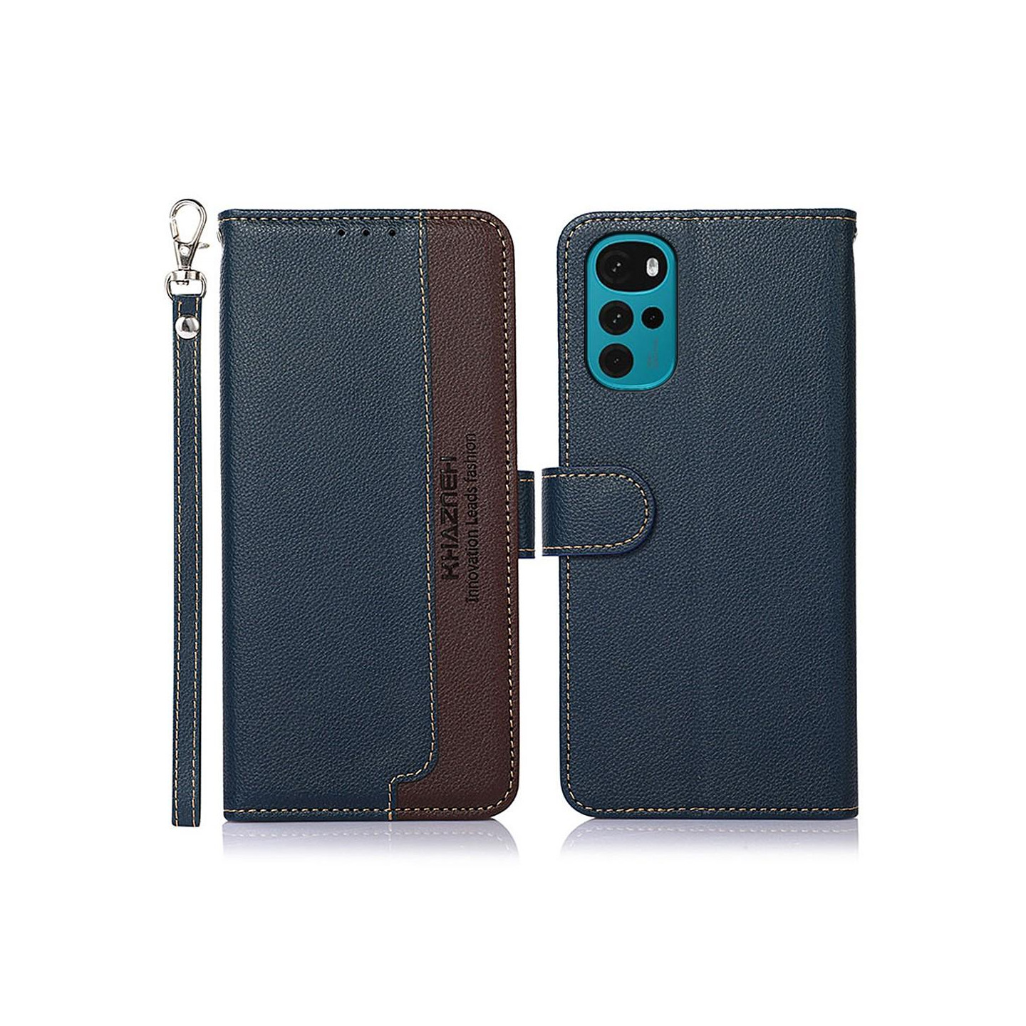 KHAZNEH puhelimen kansi Motorola Moto G22/Moto E32s 4G - sininen/ruskea