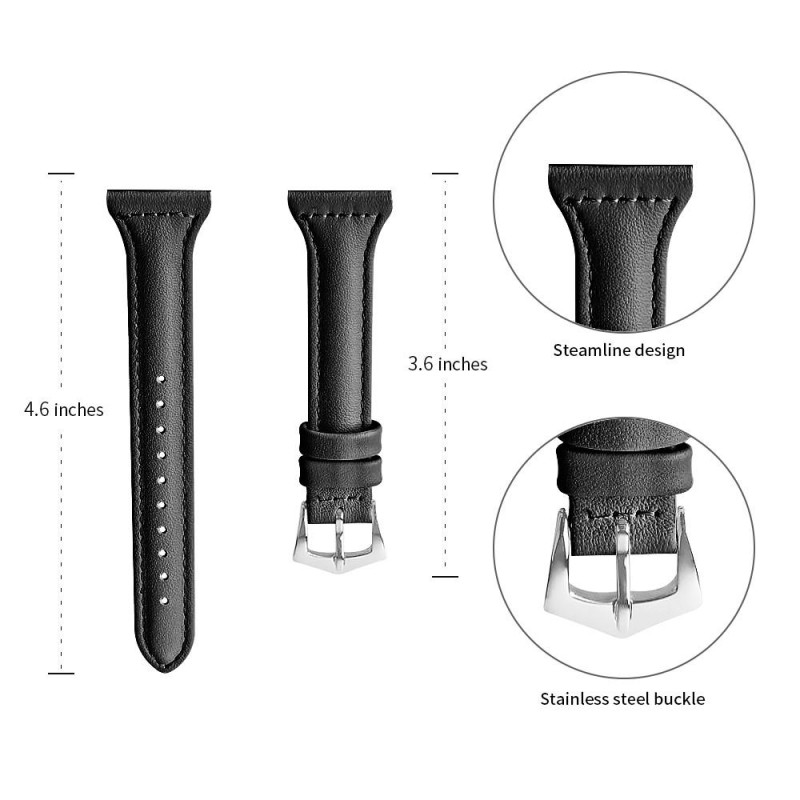 18mm Genuine Leather Watch Band Strap for Xiaomi Mi Watch - Black