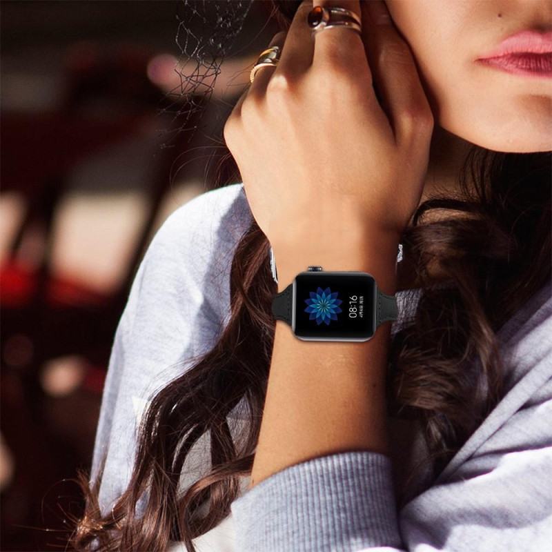 18mm ægte læder urremme til Xiaomi Mi Watch - sort