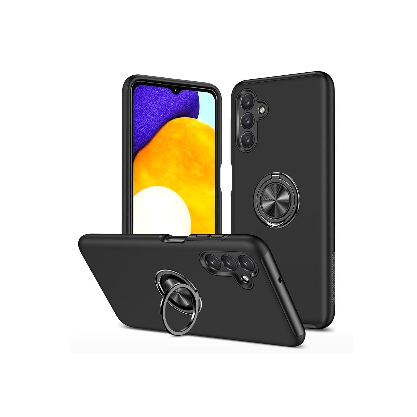 Samsung Galaxy A13/A04s 4G Deksel med Fingerring og Innebygd Plate - Svart