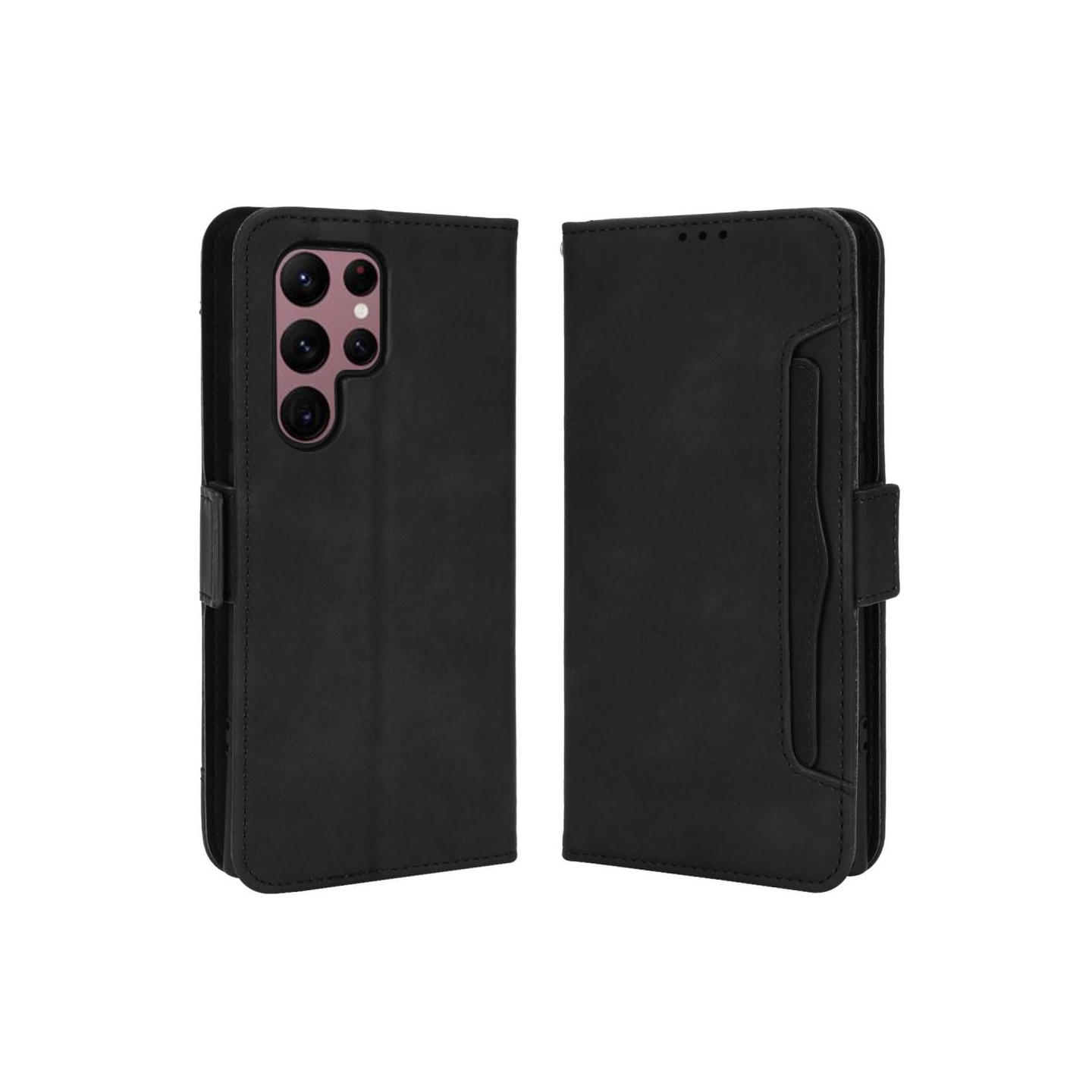 Samsung Galaxy S22 Ultra 5G Phone Wallet Stand Protective Case - Black