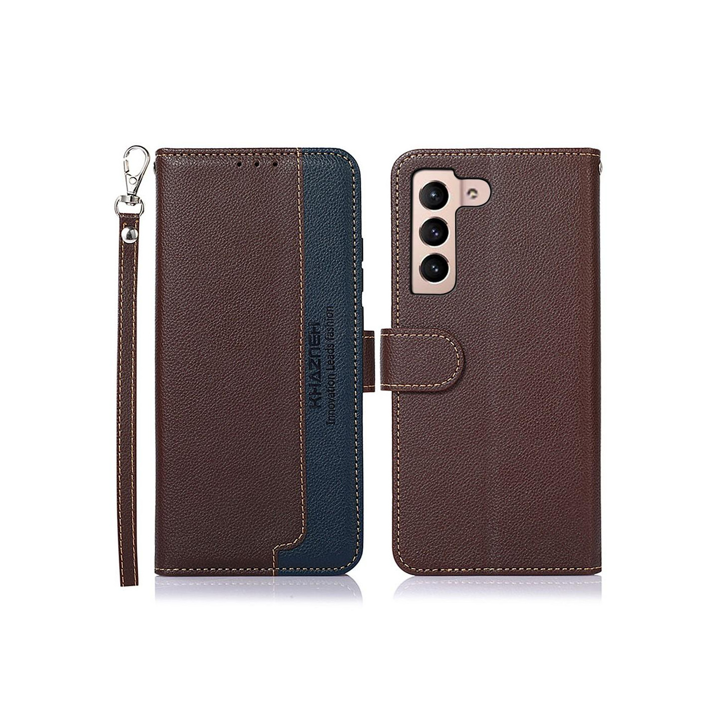 KHAZNEH RFID Block Samsung Galaxy S22 Lommebok - cover - Brun/Blå