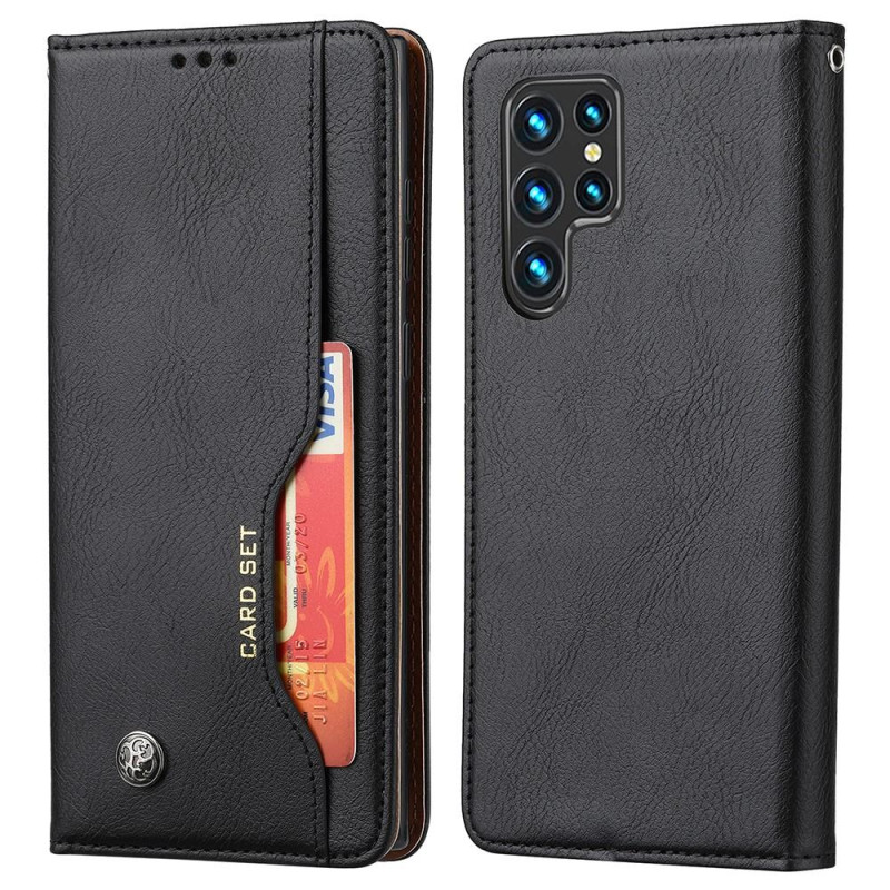 Samsung Galaxy S22 Ultra Wallet Stand Telefonflip - etui Cover - Sort