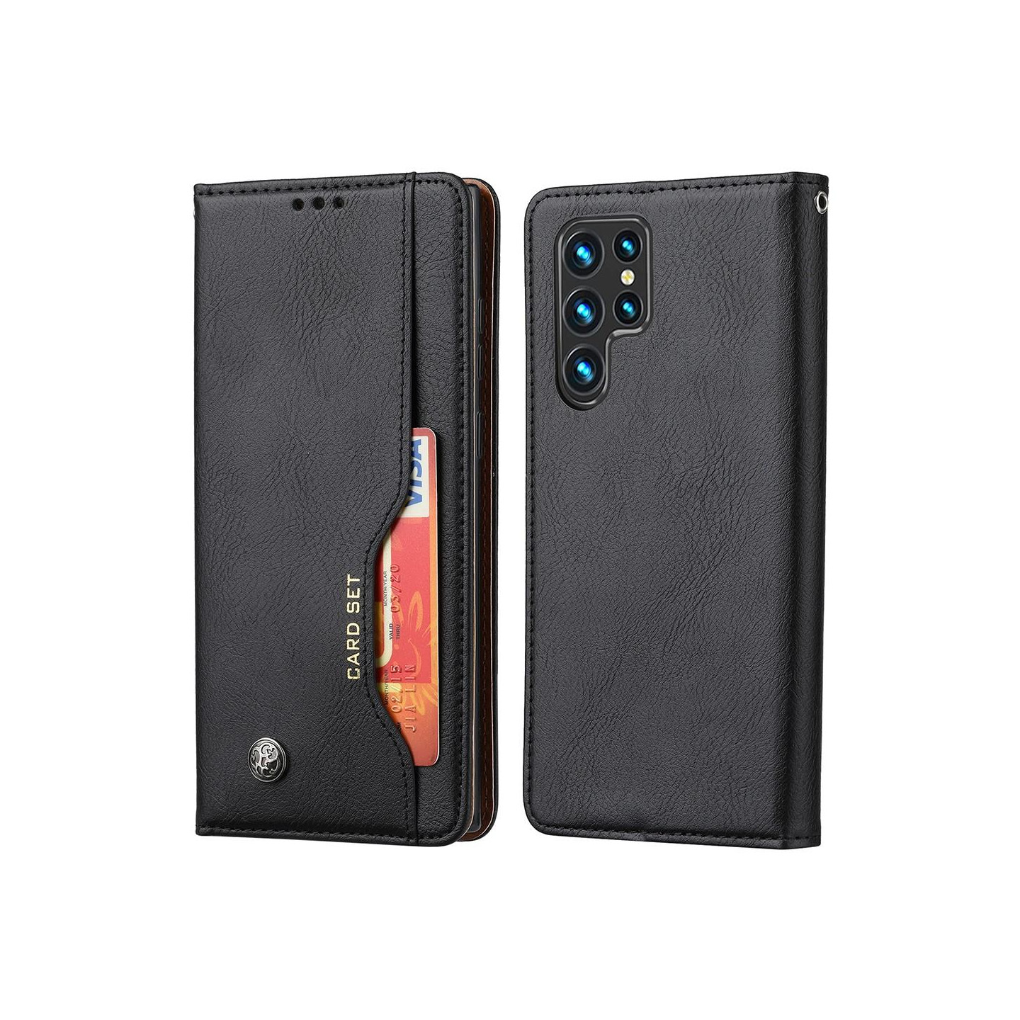 Samsung Galaxy S22 Ultra Wallet Stand Telefonflip - etui Cover - Sort