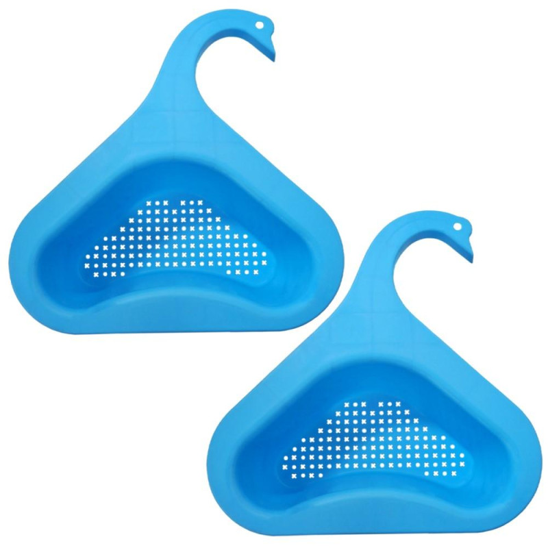 2Pcs Sink Swan Drain Basket Vegetable Fruit Washing Kitchen