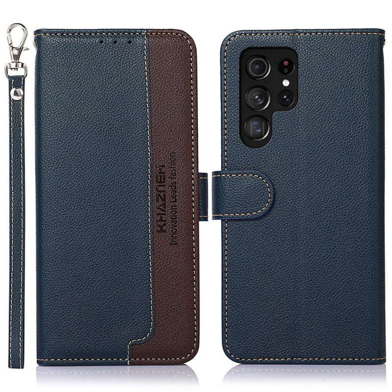 KHAZNEH Phone Cover for Samsung Galaxy S22 ultra - Blue/Brown