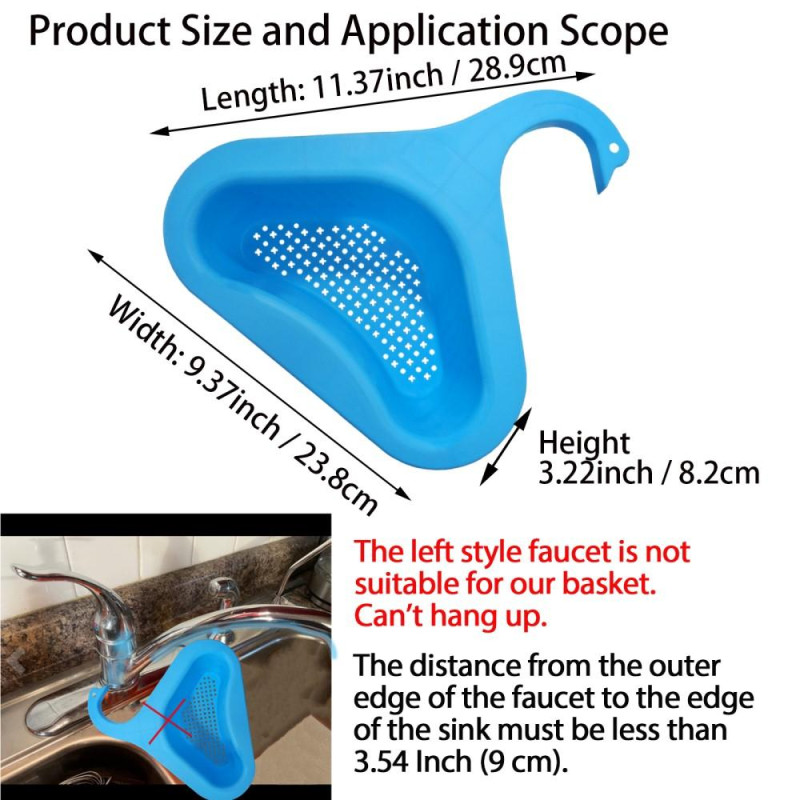 2Pcs Sink Swan Drain Basket Vegetable Fruit Washing Kitchen