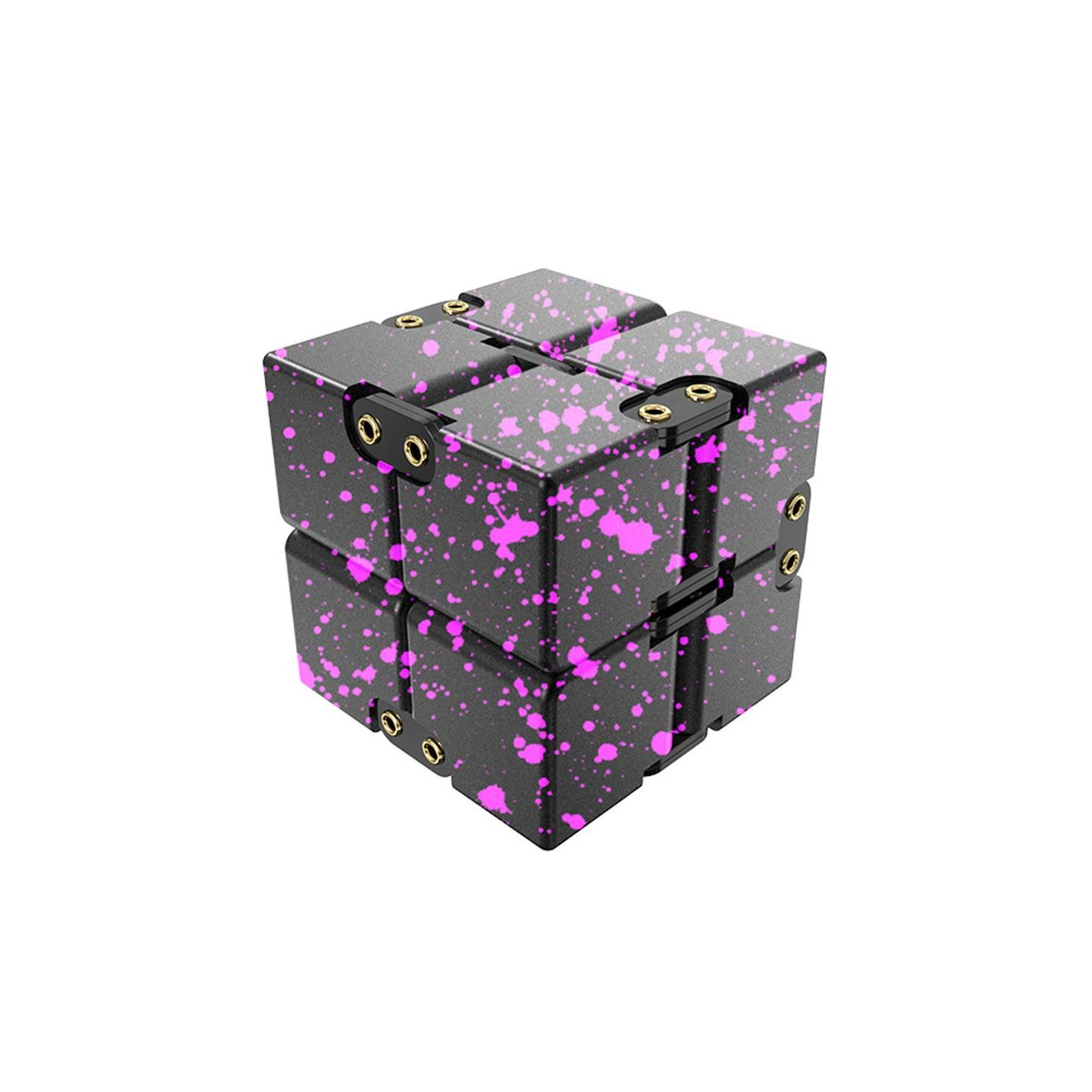 Fidget Toy Infinite Cube Stress Relief Flip Block - Black - Rose