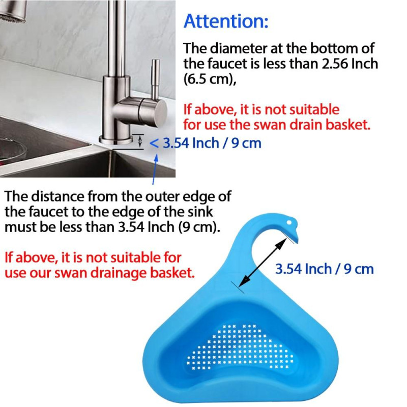 2Pcs Sink Swan Drain Basket Vegetable Fruit Washing Kitchen