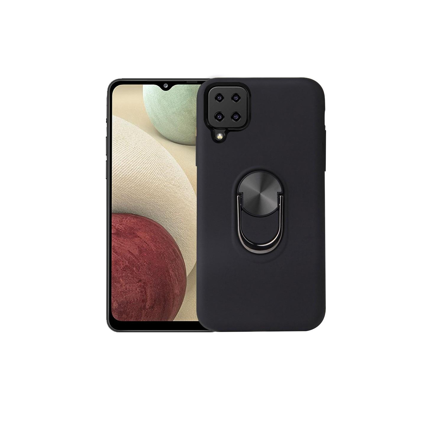 Samsung Galaxy A12 Ring Kickstand Soft Hybrid Case with Metal Sheet