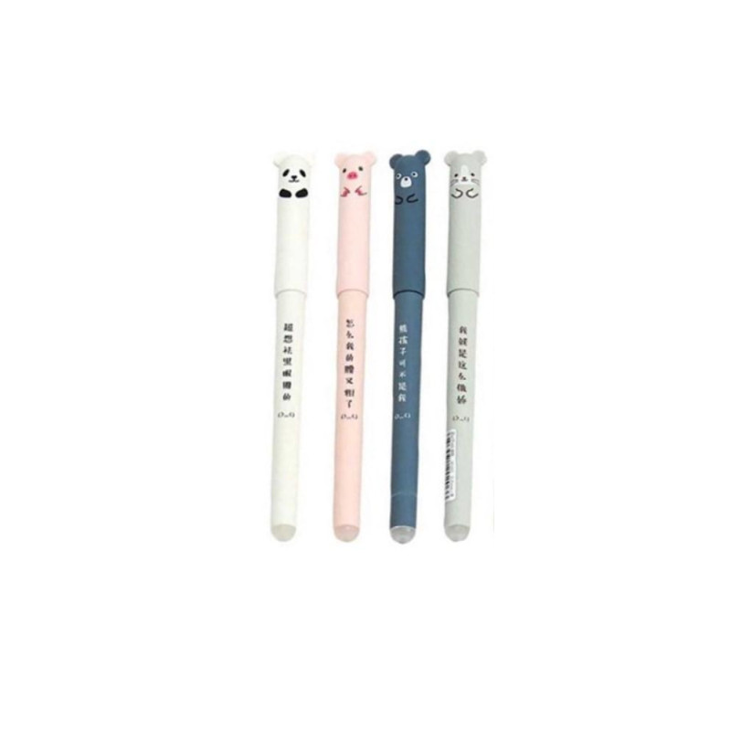 Student Cartoon Design Erasable Gel 0.35mm Pen Ballpoint Ink Pen - 4 pieces