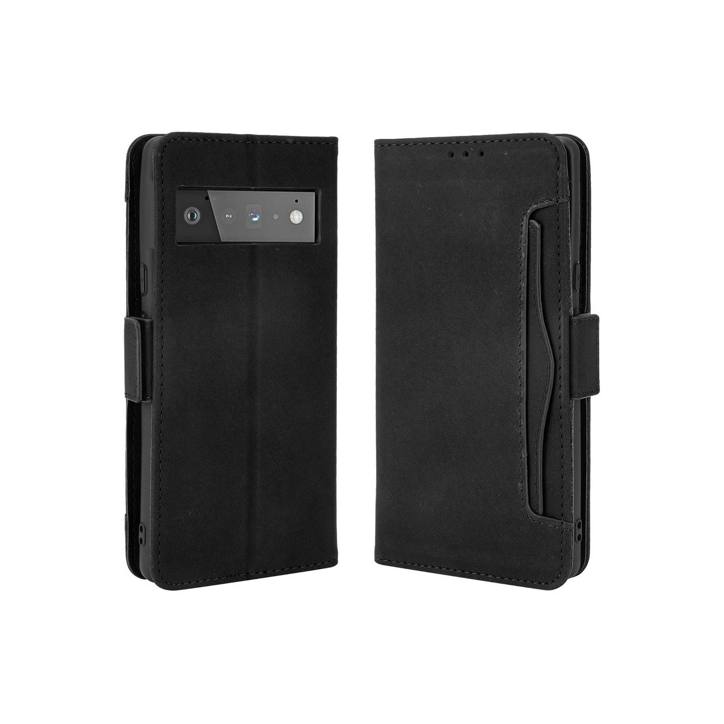 Google Pixel 6 Phone Wallet Stand Protective Case - Black
