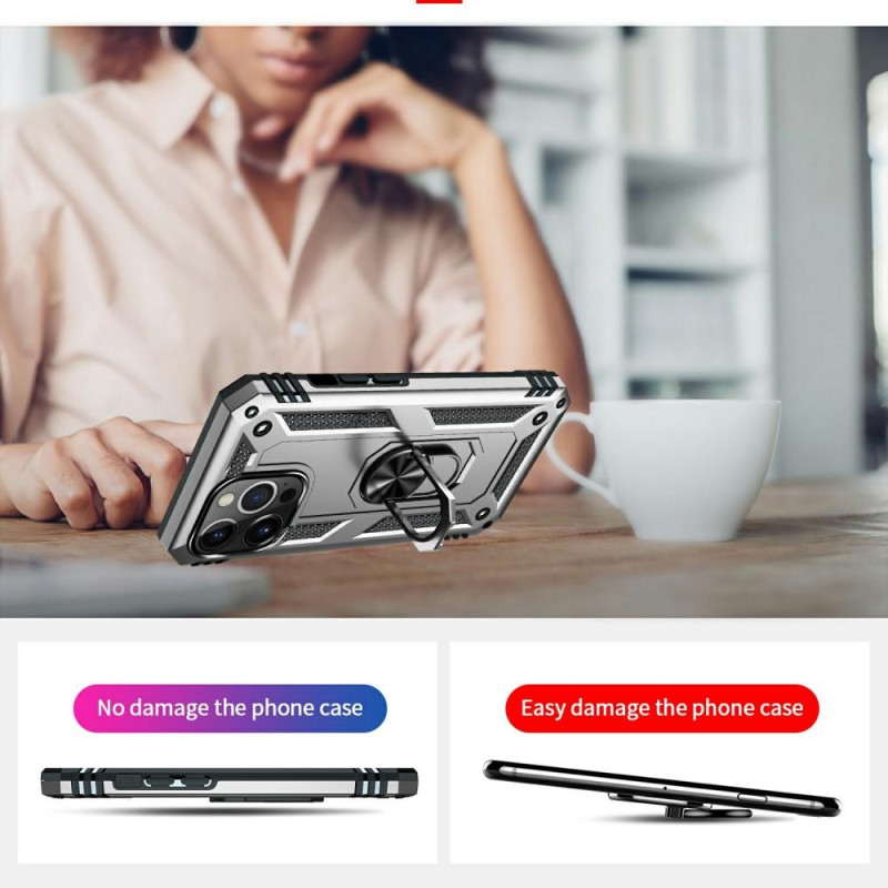 iPhone 13 Pro Finger Ring Kickstand Hybrid Suojakuori - Hopea