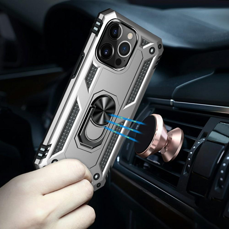 iPhone 13 Pro Finger Ring Kickstand Hybrid Suojakuori - Hopea