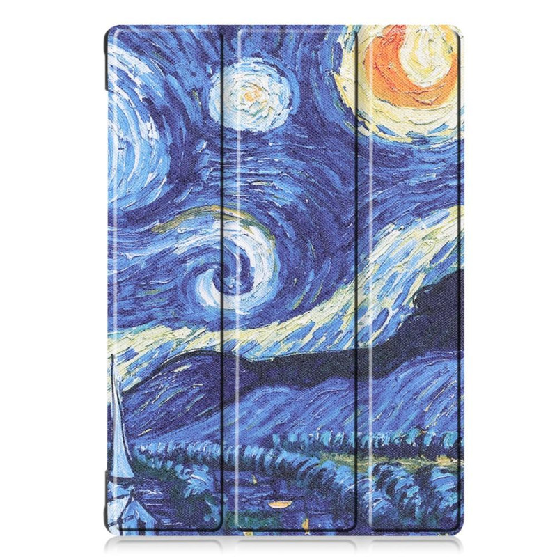 Tri - fold Stand Case for Lenovo Tab M10 FHD REL TB - X605FC - Oil Painting