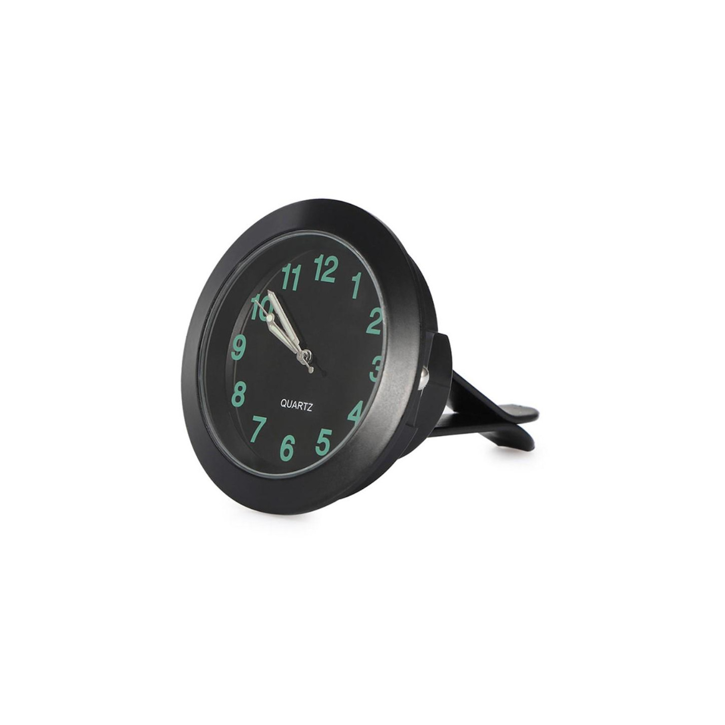 Luminous Car Air Vent Clip - on Round Quartz Clock Car Interior Decoration - Black