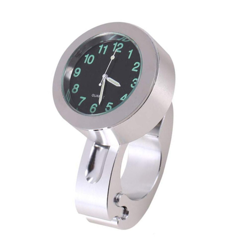 Stylish Waterproof Clock Motorcycle Handlebar Mount Quartz Clock - Silver