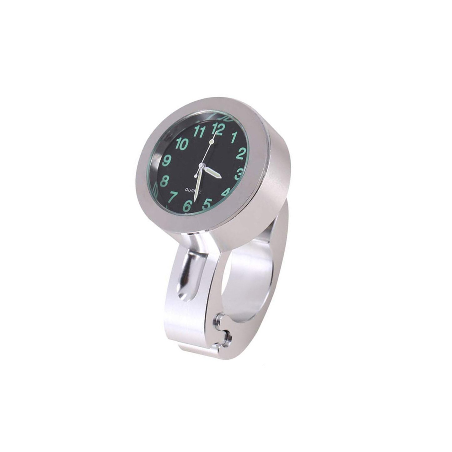 Stylish Waterproof Clock Motorcycle Handlebar Mount Quartz Clock - Silver