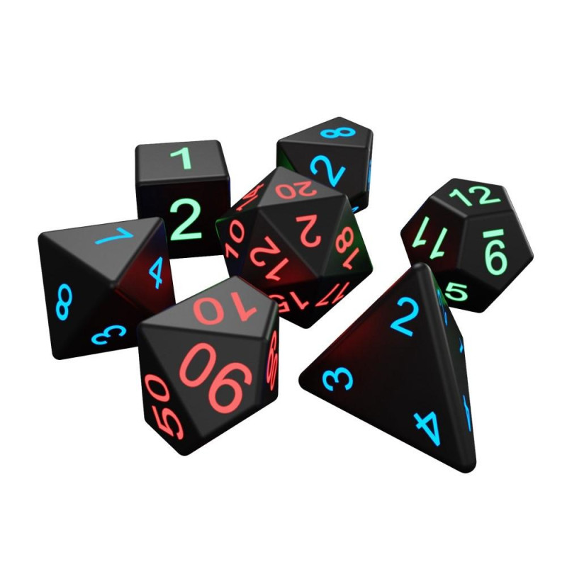 7 stk/sæt LED - lysende terningpolyhedron terningespil Festterninger