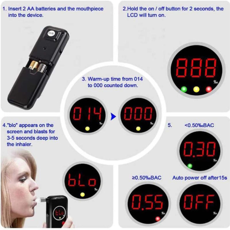 AD6000NS Breath Alcohol Tester Breathalyzer Alcohol Detector