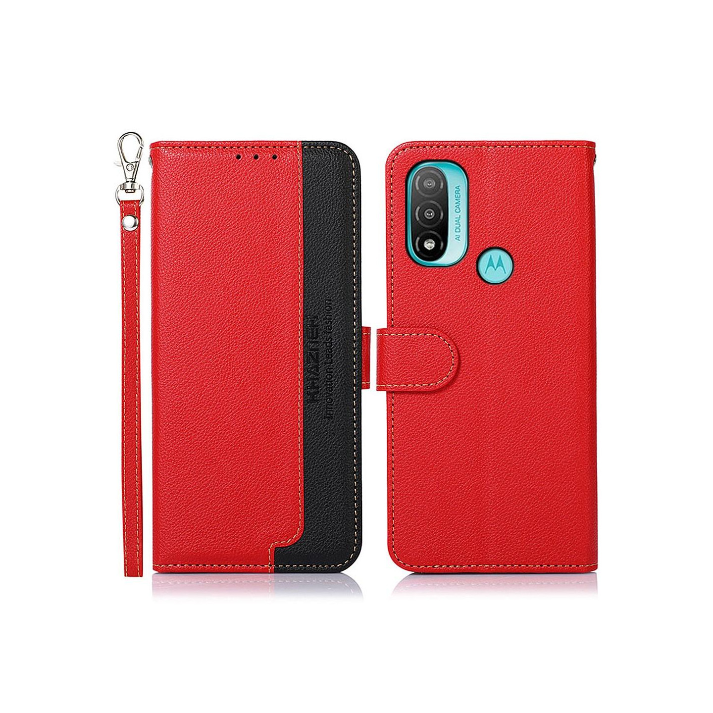 KHAZNEH Motorola Moto E20/E40 Lommebok - deksel - Rød/Svart