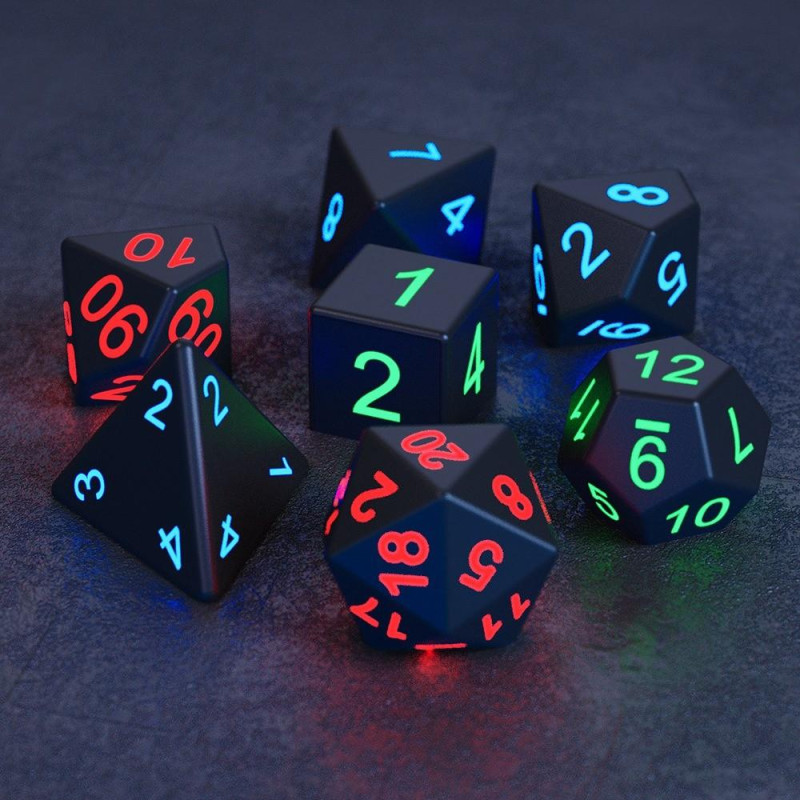 7Pcs / Set LED Luminous Dice Polyhedron Dice Games Party Dices