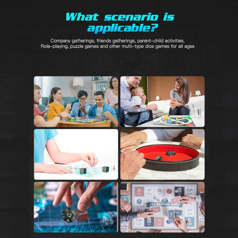 7 stk/sæt LED - lysende terningpolyhedron terningespil Festterninger