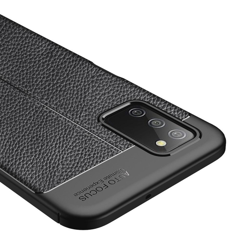 Samsung Galaxy A03s TPU Case Shell Litchi Texture - Svart