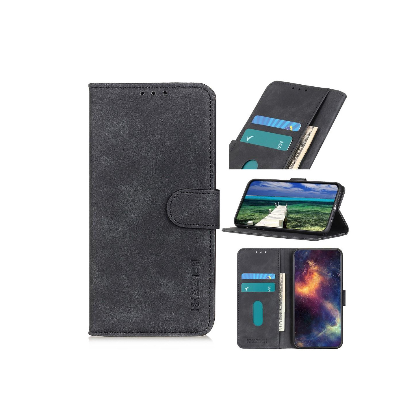 KHAZNEH Vintage tegnebog taske til Nokia G50 - sort