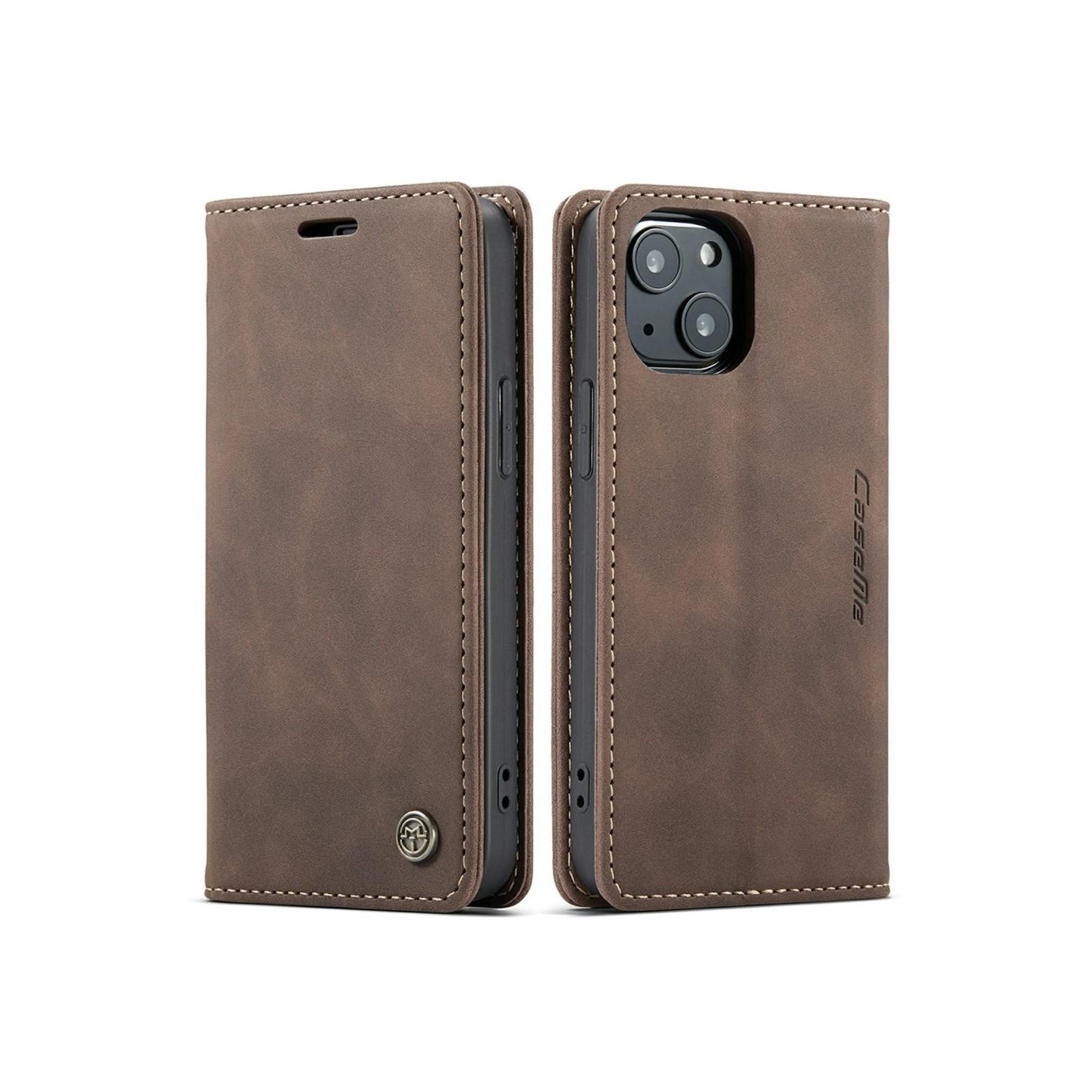 CASEME Retro Wallet Case for iPhone 13 - Coffee