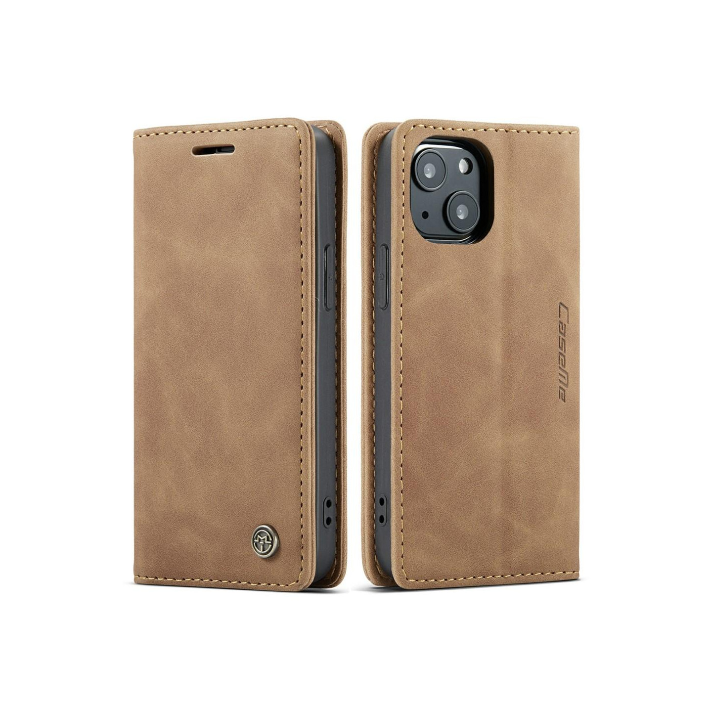 CASEME Retro tegnebog taske til iPhone 13 - Brun