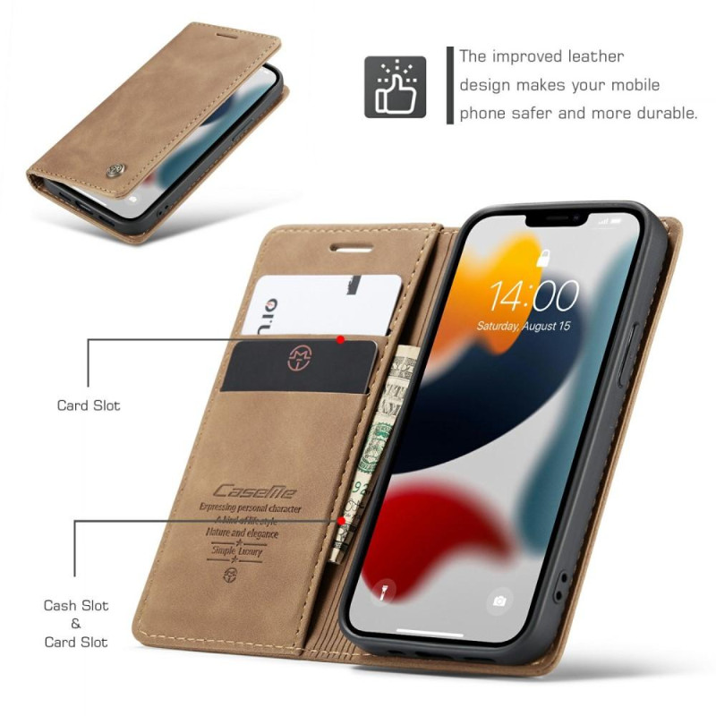 CASEME Retro Wallet Case for iPhone 13 - Brown