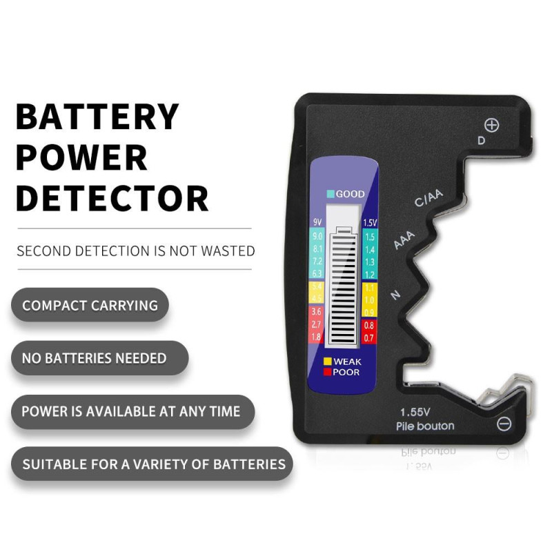 Universal Battery Detector Tester Checker C/AA/AAA/D/N/9V/6F22/1.55V
