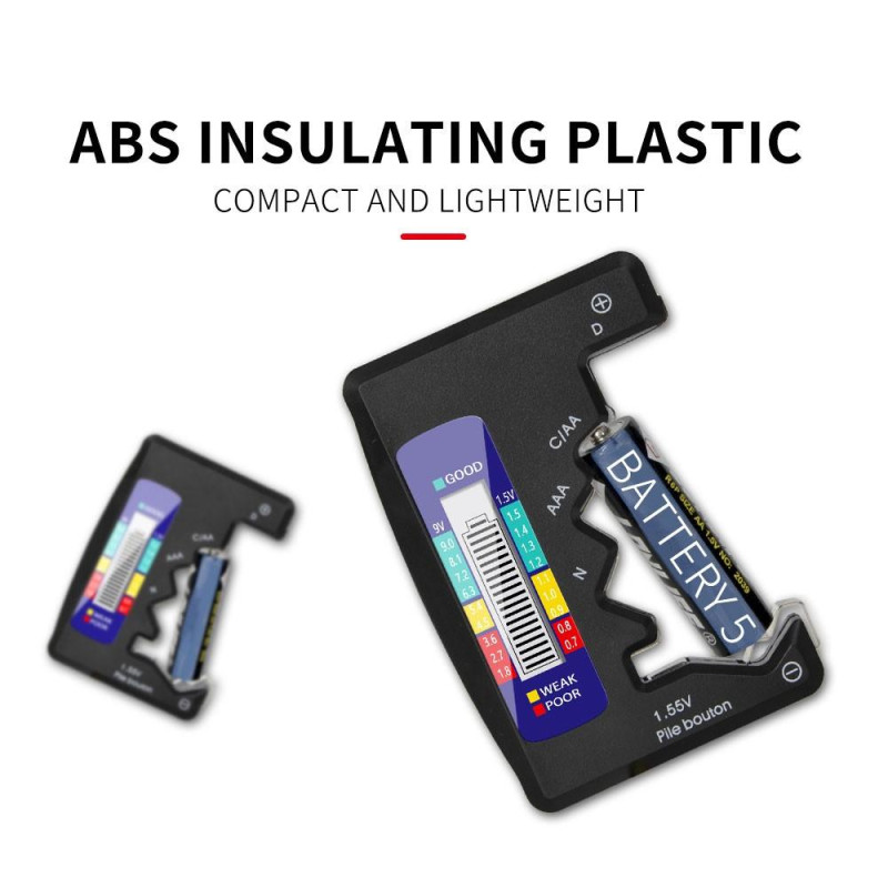 Universell batteritester for C/AAA/D/N/9V/6F22/1.55V