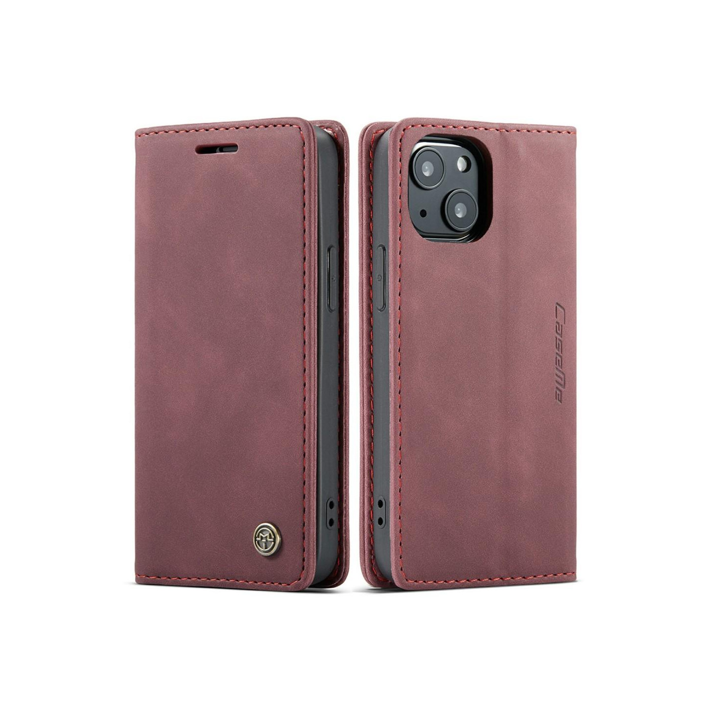 CASEME Retro Lompakkokotelo - iPhone 13 - Winered