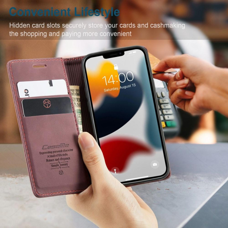 CASEME Retro Wallet Case for iPhone 13 - Winered