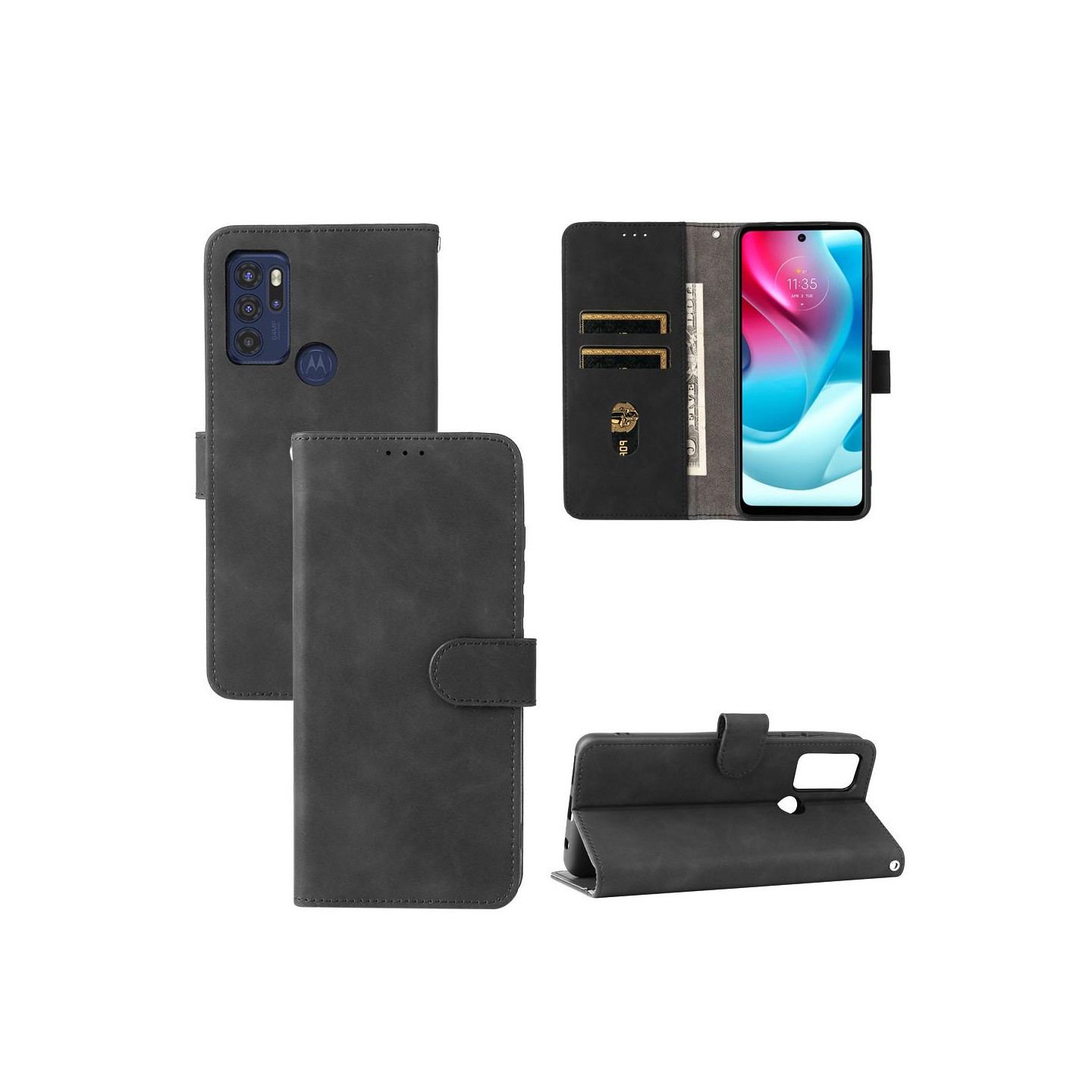 Retro wallet Motorola Moto G60s - Black