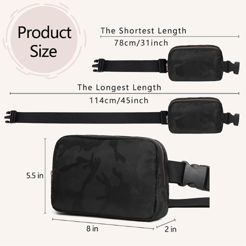 Chest Waist Bag Sport Casual Crossbody Bag - Black Camouflage