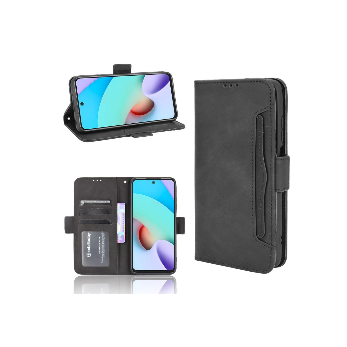 Wallet Stand Flip Phone Case til Xiaomi Redmi 10 - Sort