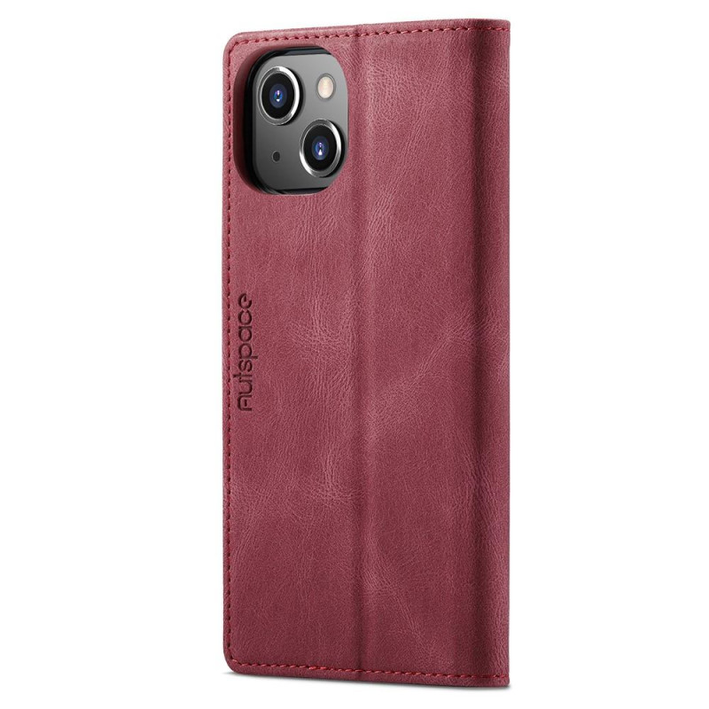 AUTSPACE A01 Retro Wallet Case for iPhone 13 - Red