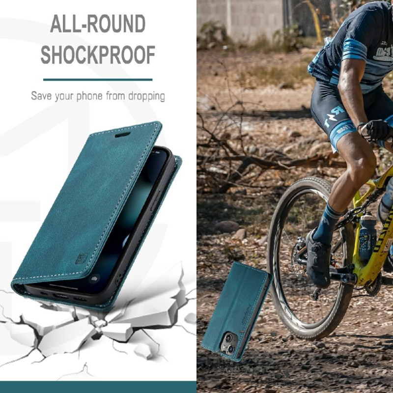 AUTSPACE A01 Retro lompakkokotelo iPhone 13 Mini - Sininen