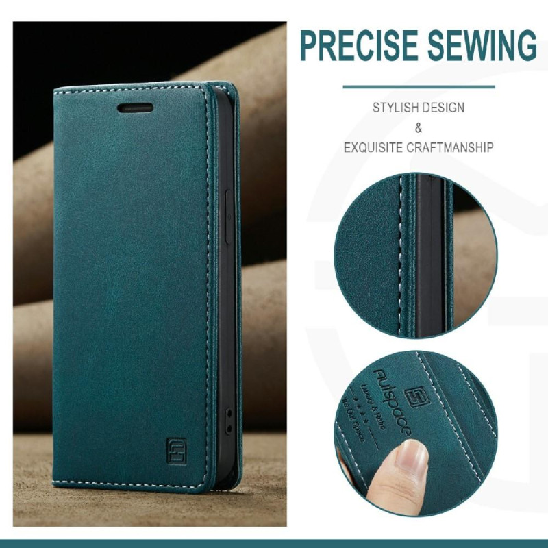 AUTSPACE A01 Retro Wallet Case for iPhone 13 Mini - Blue